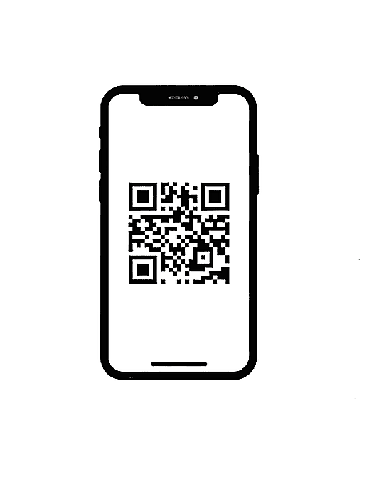 Mobile phone icon with QR Code
